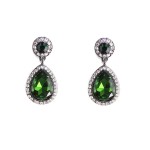 Angelina Emerald Pave Teardrop Edgy Earrings 